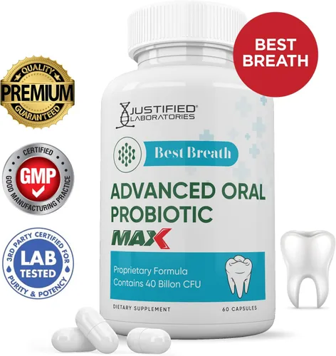 Miniatura 2 de Justified Laboratories Best Breath Max 40 mil millones de UFC Probiótico Soporte Oral 180 Cápsulas (paquete de 3)