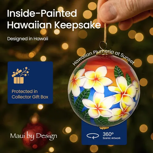Miniatura 3 de Adorno coleccionable pintado a mano de Hawaii Sunset Sky Plumeria con caja de regalo SSP/H Cielo al atardecer de Hawaii