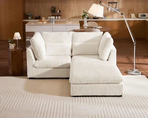 Miniatura 46 de Sofá Modular de Gran Tamaño, Sofá Seccional de Chenilla Nube Extra Profundo con Chaise Otomana, Sofá Esponjoso de Chenilla de 4 Plazas para Sala
