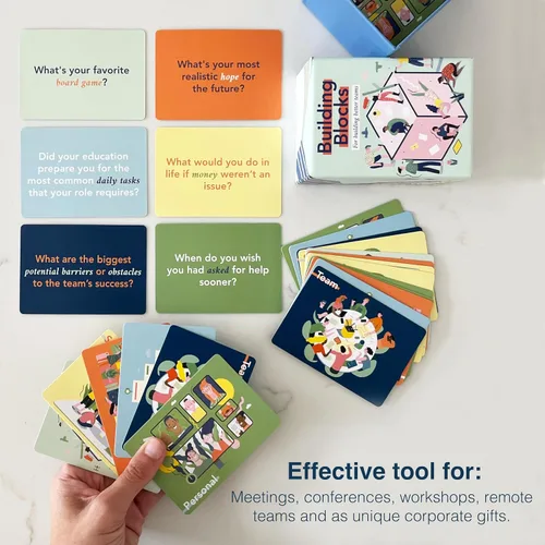 Miniatura 4 de FLUYTCO Building Blocks: juego de cartas de formación de equipos para el trabajo - 150 iniciadores de conversación y rompehielos para conocer a tus