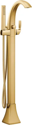 Moen Voss 695BG - Llenador de bañera independiente de un solo mango de oro cepillado con ducha de mano