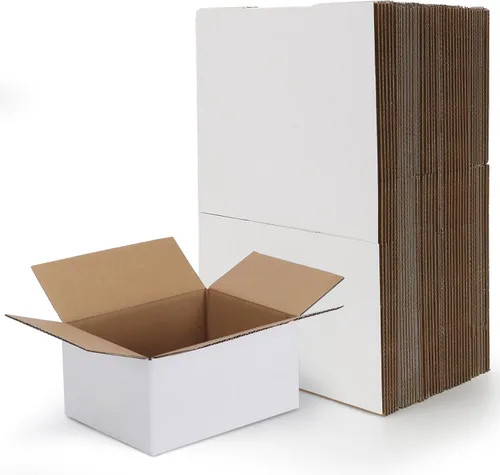 Miniatura 30 de RLAVBL Juego de 25 cajas de envío de 10 x 8 x 3, caja de cartón corrugado blanca para embalaje, correo, negocios Blanco