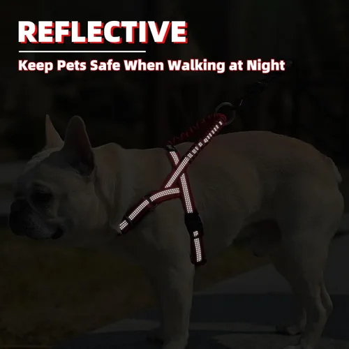 Miniatura 6 de PUPTECK Arnés sin tirones para perro de tamaño mediano, ajustable con chaleco reflectante para mascotas con asa de bungee, a prueba de escapes y sin