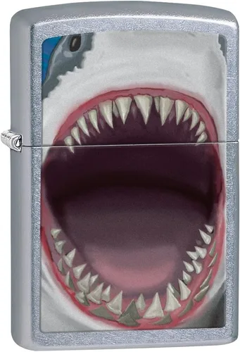 Miniatura 17 de Encendedores Zippo Lobo Emblema de lobo y cráneo cromado cepillado