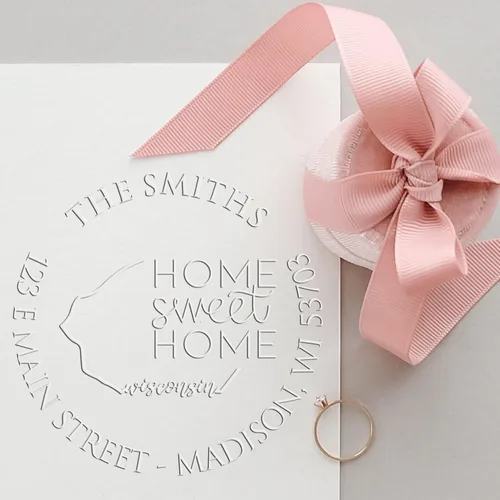 Miniatura 198 de Sello en relieve de dirección personalizado para nuevos propietarios de viviendas, sello redondo de 1-5/8 para dirección de casa, estampado