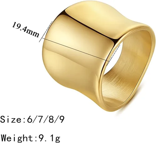 Miniatura 2 de Anillos chapados en oro de 14 quilates, anillos modernos de oro de banda ancha, anillos gruesos para mujeres y hombres