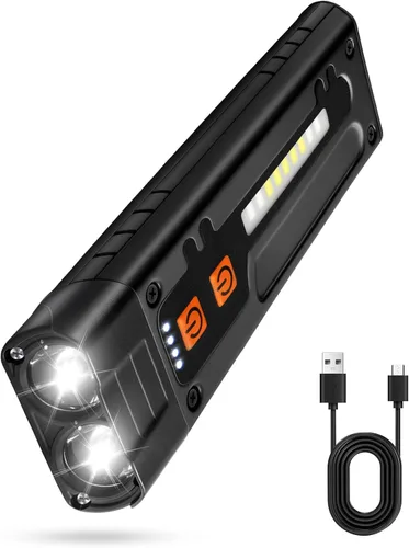 Linterna plana, linternas EDC recargables con clip, 6 modos de luz LED de bolsillo, IPX6, para señalización, trabajo, uso en exteriores o interiores