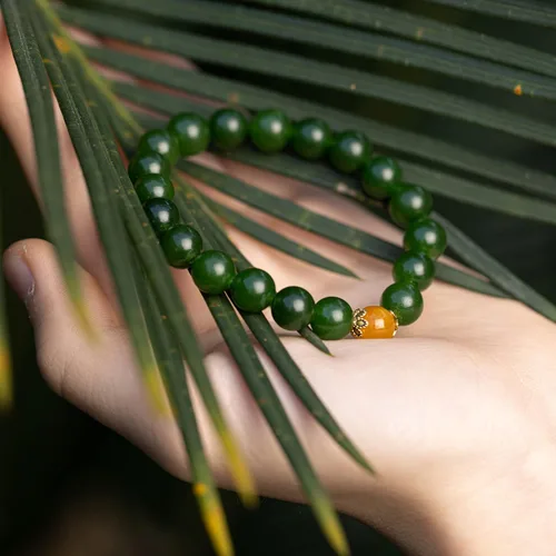 Miniatura 20 de Pulseras de cristal con cuentas de Charka para mujer, hechas a mano con aventurina verde de 0.315 pulgadas (0.315 in), pulseras de piedra de cristal