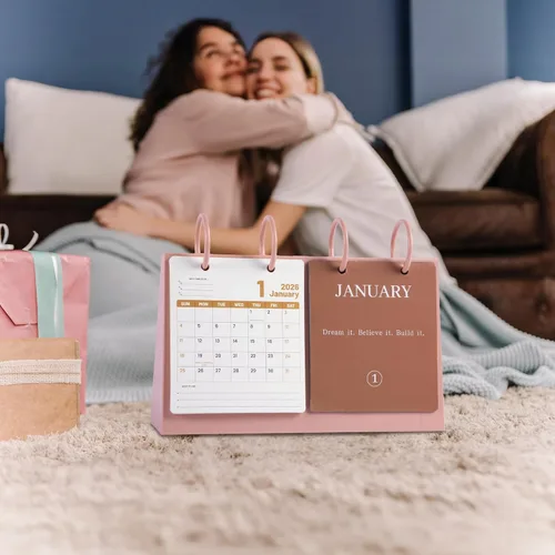 Miniatura 3 de Calendario de Escritorio Pequeño 2026 de Enero a Diciembre, Calendario Mensual Decorativo de Voltear para Escritorio con Citas Motivacionales, Linda