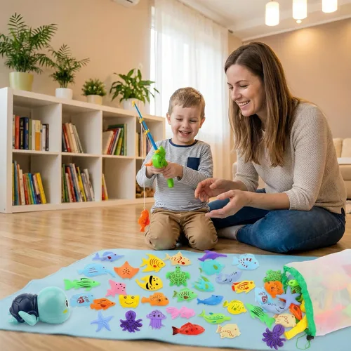 Miniatura 2 de AUUGUU Juego de juguetes magnéticos de pesca para piscina, mesa de agua, bañera de juguete – caña de poste flotante, regalos de fiesta de cumpleaños