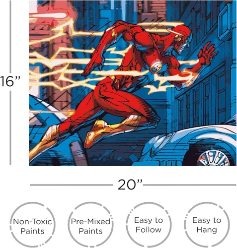 Miniatura 2 de AQUARIUS The Flash Art By Numbers - Kit de pintura (lienzo estirado de 16 x 20 pulgadas), 24 pinturas, 3 pinceles, listo para colgar, coleccionable