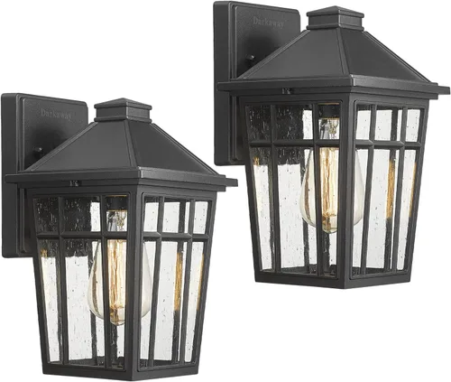 Miniatura 21 de Darkaway Lámparas de pared para exteriores, luz de porche frontal, pared exterior, antioxidante, impermeable, de aluminio con cristal para patio
