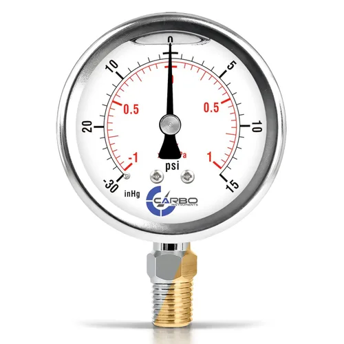 Miniatura 28 de Medidor de presión relleno de líquido de glicerina de 5000 PSI, dial de 2.5 pulgadas, montaje inferior 1/4 NPT, caja de acero inoxidable 304, piezas