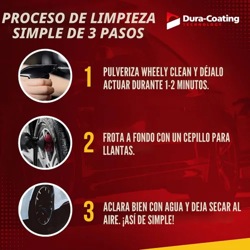 Miniatura 5 de DURA-COATING TECHNOLOGY Wheely Clean - Spray limpiador de ruedas profesional - Limpiador de neumáticos y limpiador de llantas listo para usar