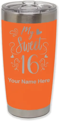 Miniatura 27 de LaserGram Taza aislada al vacío de 20 onzas, My Sweet 16, grabado personalizado incluido (gris)