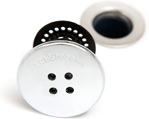 Miniatura 8 de TubShroom Paquete Combinado de Atrapapelos para Desagüe de Bañera con Tapón de Silicona, Cromo Negro – Protector para Desagües de Baño, se adapta a