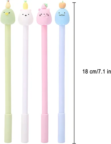 Miniatura 6 de KRIZJUES 12 unidades de bolígrafos de tinta de gel Kawaii bonitos, adecuados para escribir, regalos para niños y maestros, recarga negra de 0.5mm