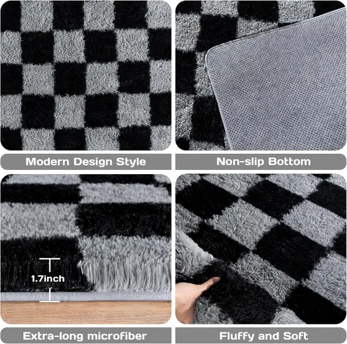 Miniatura 40 de Alfombras de área de 8x10 para sala de estar, alfombra shaggy grande ultra suave y esponjosa para dormitorio, alfombras de felpa mullida Blanco crema