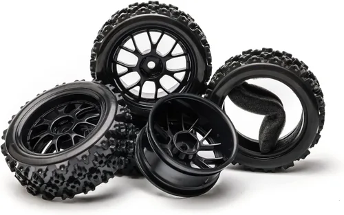 Miniatura 6 de 4 unids negro escala 1:10 RC neumáticos llantas cruce goma en carretera piezas