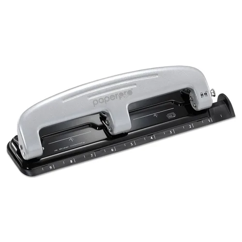 Miniatura 5 de Bostitch Oficina inPRESS 12 Perforadora de tres agujeros de esfuerzo reducido, plata/negro (2101)