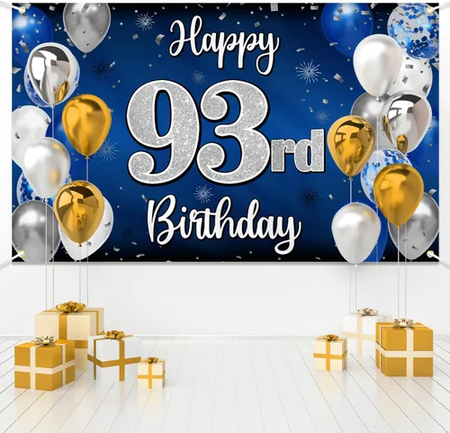 Miniatura 285 de Decoración de feliz cumpleaños 35, globo azul y plateado de 35 años, cartel grande de telón de fondo de cumpleaños, suministros para fiesta de 35th