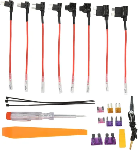 Miniatura 9 de Acouto Kit de cable rígido para cámara de salpicadero, cable de alimentación de 12 V a 28 V a 5 V, adaptador USB, sobrecalentamiento para cámara