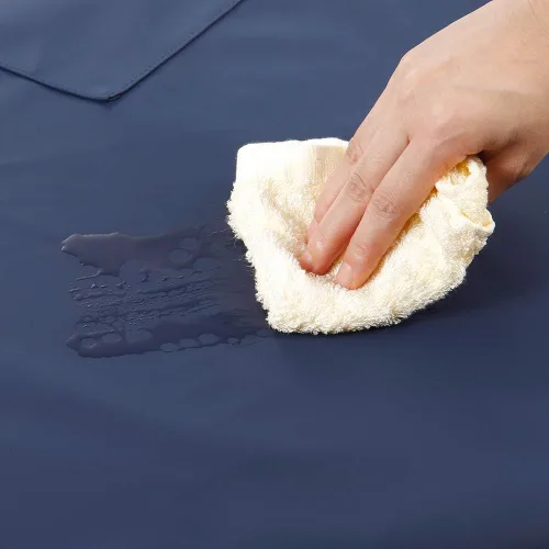 Miniatura 7 de Delantal impermeable de goma de vinilo VWELL con 2 bolsillos - Delantal de laboratorio para lavar platos, aseo Azul