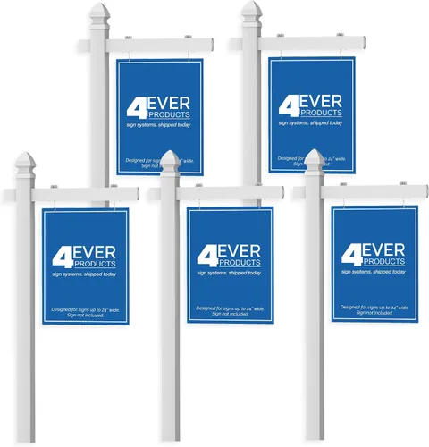 Miniatura 11 de Poste se señal de vinilo de PVC de propiedad inmobiliaria – Color blanco (Solo)