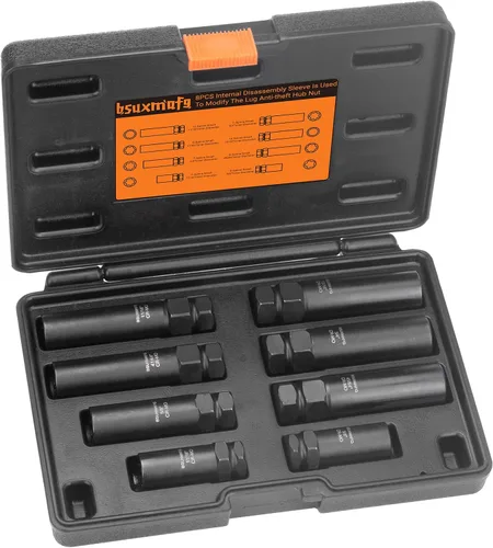Kit de extracción de bloqueo de rueda de 8 piezas, juego de llaves maestras de tuercas métricas SAE, llave de bloqueo de rueda para quitar