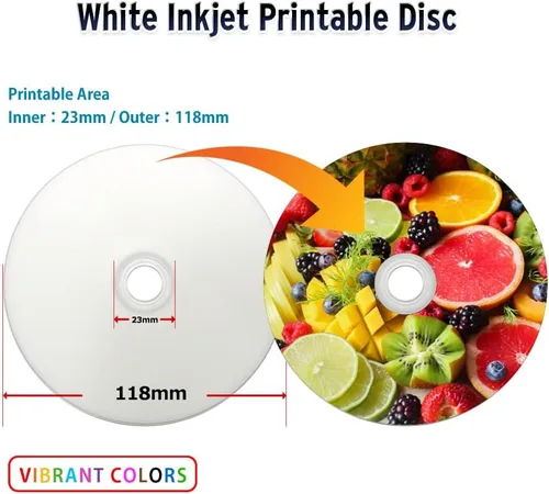 Miniatura 3 de TY Series Blue CD-R 52X 700MB Music Digital Audio White Inkjet Hub Disco de medios grabables imprimible – Paquete de 50 cajas para pasteles