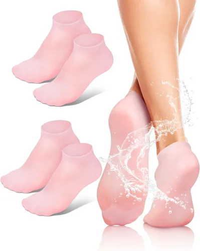 2 pares de calcetines hidratantes de silicona para pies, calcetines de silicona suave, calcetines antideslizantes de gel para spa, suavizando los