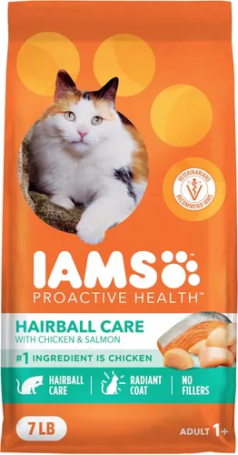 Miniatura 12 de Comida seca IAMS Proactive Health para gatos adultos con cuidado de bolas de pelo con pollo y salmón, bolsa de 3.5 lb