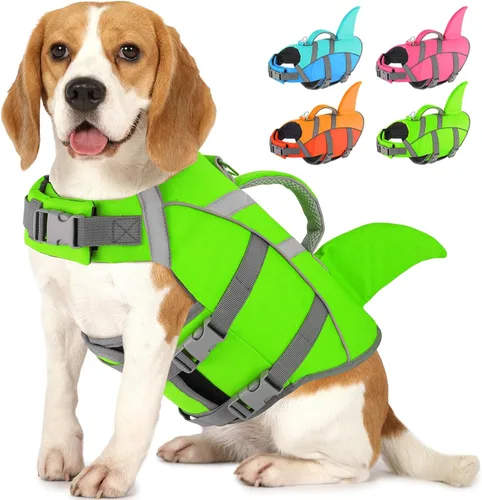 Miniatura 6 de Doglay Chaleco salvavidas para perro, tejido antidesgarros Ripstop, lindo chaleco salvavidas para perros con flotabilidad superior y asa de rescate