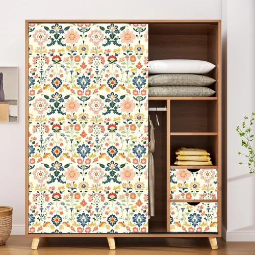 Miniatura 6 de ILHIIOR Papel tapiz floral rosa para despegar y pegar, papel de contacto con hojas bohemias, flores amarillas, extraíble, autoadhesivo, impermeable