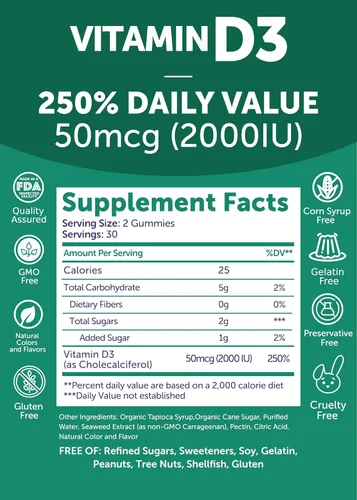 Miniatura 7 de Lunakai Paquete de gomitas de vitamina D3 y vitamina E - Gomitas de apoyo para la inmunidad, los huesos y el estado de ánimo, 250 mg 1000 iu