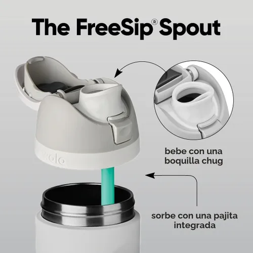 Miniatura 2 de Botella de agua aislada de acero inoxidable Owala FreeSip con pajita, botella de agua sin BPA para deportes, ideal para viajes, 32 onzas, Shy