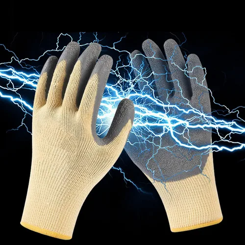 Miniatura 8 de Hilitand Guantes de trabajo de aislamiento ignífugos, guantes de electricista de goma de 400 V con textura antideslizante en tela de nailon