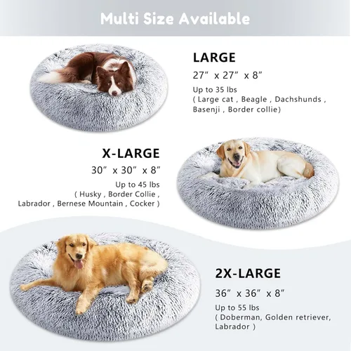 Miniatura 50 de WESTERN HOME WH Cama calmante para perros y gatos, dona acogedora anti-ansiedad, cama redonda cálida y acogedora de piel sintética, suave y azul