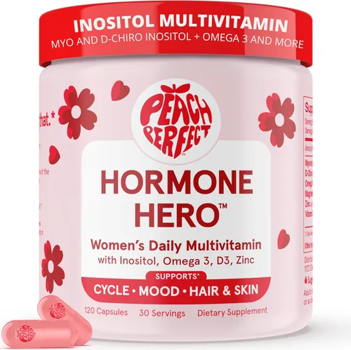 Miniatura 8 de Peach Perfect Inositol Polvo Multivitamínico, Sabor Limonada Rosa – 4g de Myo e Inositol D-Chiro, DIM, Zinc, Magnesio Glicinato, Vitamina D3 – Apoya