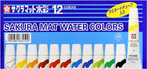 Sakura Crepas Paint - Tubo de laminación de acuarela mate EMW12 (12 colores)