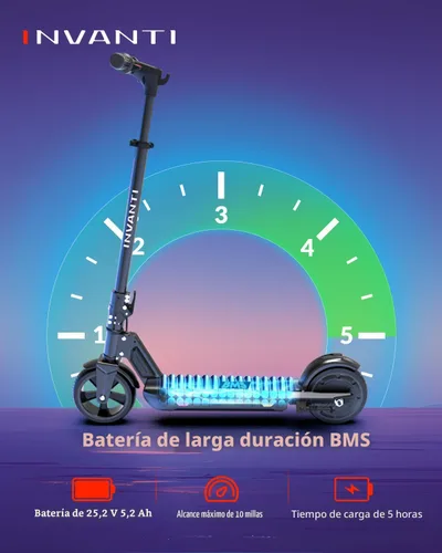 Miniatura 3 de INVANTI KS03 Scooter eléctrico para niños de 8 años en adelante, motor de pico de 350 W, máximo 12 mph y 10 millas, rueda sólida de 7 pulgadas, Negro