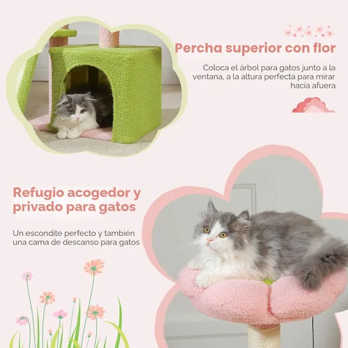Miniatura 3 de PETEPELA - Árbol para gatos con flores, torre de 32 pulgadas para interiores, condominio para gatos pequeños con rampa de sisal para rascar, hamaca