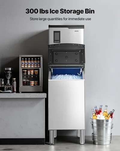 Miniatura 2 de VEVOR Commercial Ice Maker Machine, 300LBS/24H Ice-Making Machine, Ice Maker with 300LBS Stainless Steel Storage Bin, Auto Self-Cleaning, and