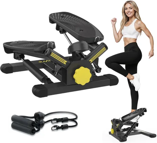 ZIWWVY Máquina paso a paso con bandas de resistencia, mini paso a paso con capacidad de peso de 300 libras, paso a paso giratorio para entrenamiento