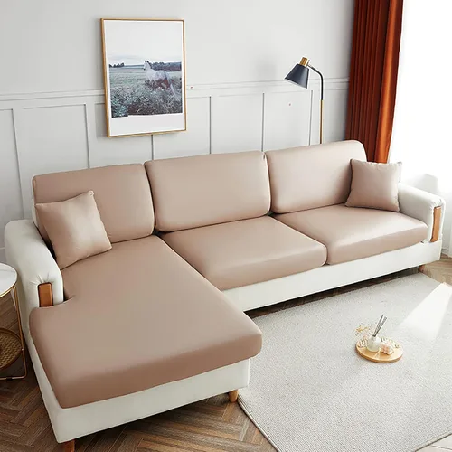 Miniatura 14 de Fundas de cojín impermeables para sofá, funda de cojín elástica de piel sintética para sofá en forma de L, protector de muebles para sala de estar