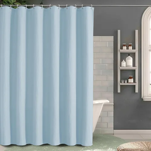 Miniatura 21 de OVZME Juego de cortina de ducha de tela para cabina - 36x72, tejido de gofre 230GSM, cortinas de ducha pequeñas para cabina estrecha, cortina