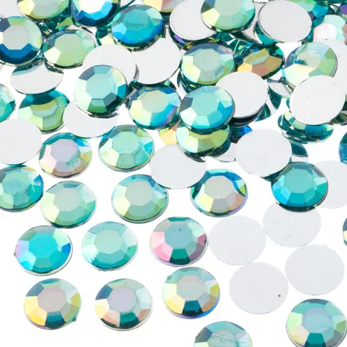 Miniatura 6 de John Bead 400 piezas de diamantes de imitación redondos acrílicos de 0.472 in (SS50), color verde, acrílico con parte trasera plana para hacer