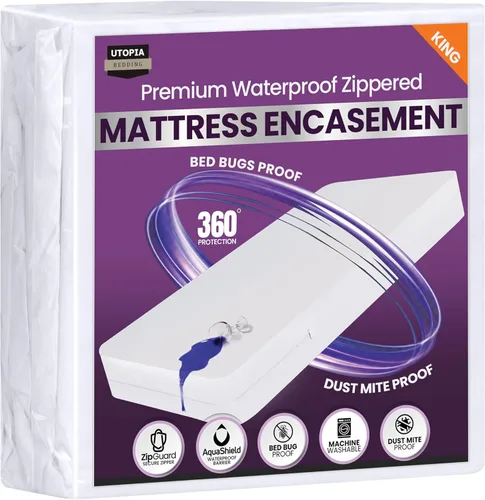 Miniatura 9 de Utopia Bedding Funda de colchón impermeable de alta calidad, protector de colchón King con cremallera, 14 pulgadas de profundidad, a prueba
