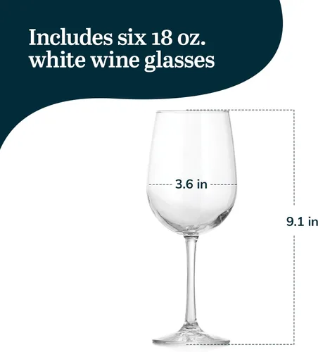 Miniatura 3 de Libbey Vina Juego de 6 copas de vino blanco, 540 ml elegantes, copas de lujo para beber, copas de vino con tallo para bodas, cumpleaños, fiestas