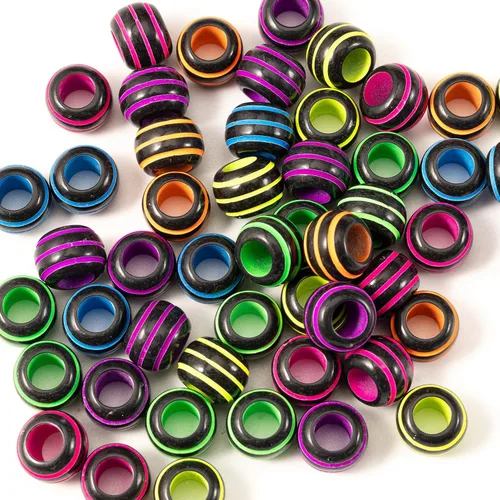 Miniatura 39 de 1000 piezas de cuentas de pony acrílicas de un solo color de 6 x 9 mm a granel para hacer joyas, aretes, trenzado de cabello Azul Oscuro